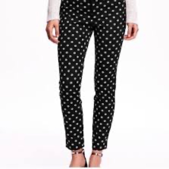 Old Navy Black with Gold Polka Dots Pixie Pants - Picture 1 of 5